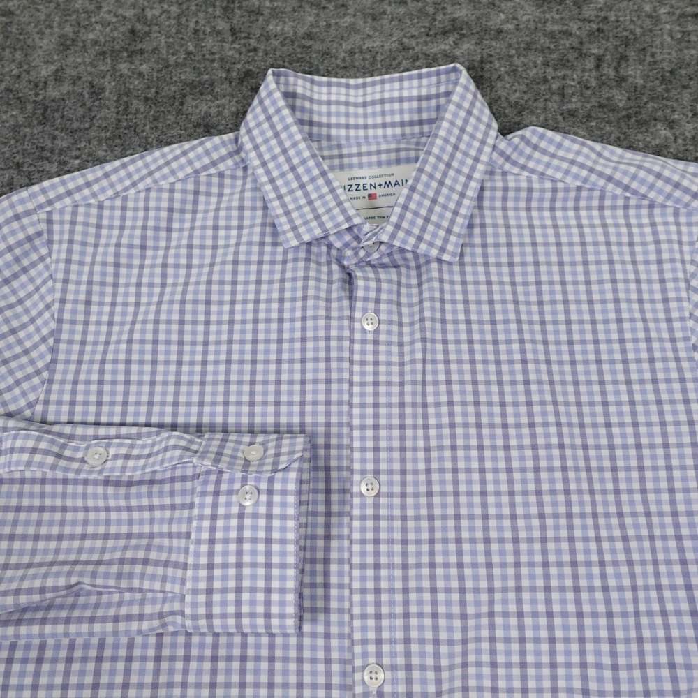 Mizzen+Main Leeward Dress Shirt‎ Mens XXL Blue Check Trim Fit Performance USA